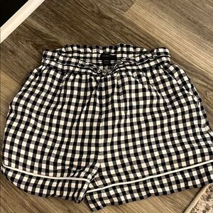 J-Crew Black and White High Waist Gingham Shorts